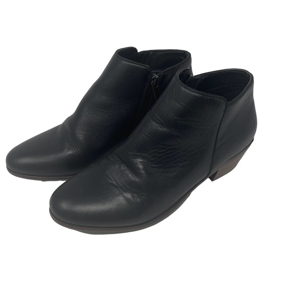 Crown vintage size 9 black leather Tabatha zip up ankle booties - Picture 3 of 8